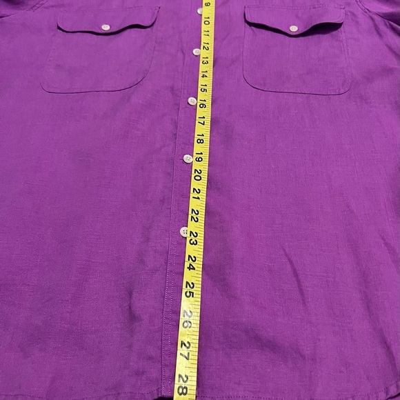 Lauren Ralph Lauren Linen Women’s XL Purple Collar Long Sleeve Button Up Shirt - Picture 5 of 7